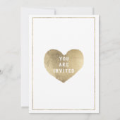 素朴タイポグラフィ金ゴールドハート幾何結婚の 招待状 (裏面)