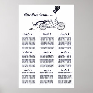 素朴タンデム結婚自転車の座席表 ポスター