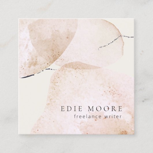 素朴タン自然絵を描抽象芸術水彩画 スクエア名刺 (正面)