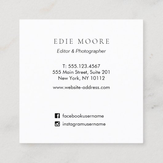 素朴タン自然絵を描抽象芸術水彩画 スクエア名刺 (裏面)