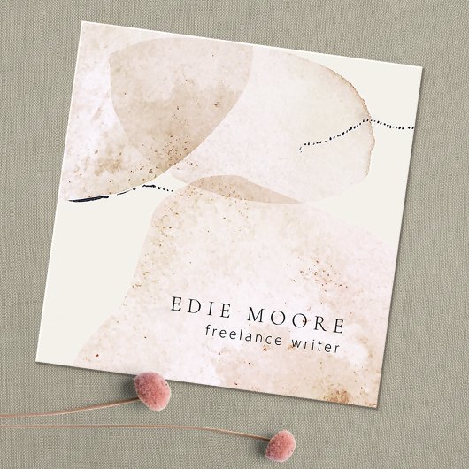 素朴タン自然絵を描抽象芸術水彩画 スクエア名刺