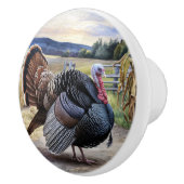 素朴ターキー絵を描ファームの感謝祭 セラミックノブ (右)