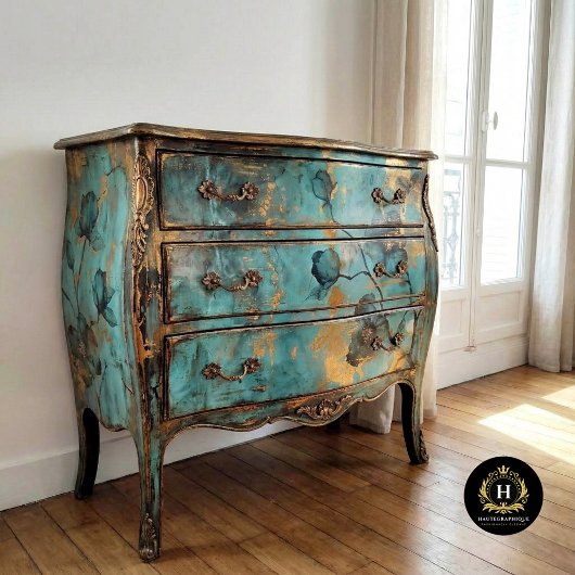 素朴ターコイズと金ゴールドフローラ 薄葉紙