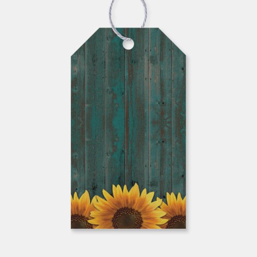 素朴ターコイズひまわり結婚の感謝ラベル ギフトタグ (裏面)