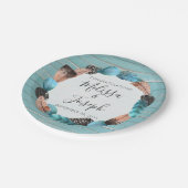 素朴ターコイズウッドフェザーリースボホ結婚ズ ペーパープレート (アングル)