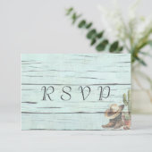 素朴ターコイズカントリーウェスタン結婚ズ 出欠カード (スタンド正面)