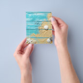 素朴ターコイズビーチ結婚式招待状 チラシ (手)