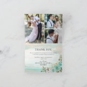 素朴ターコイズフローラ結婚のThank You You 4-Photo カード (内部)