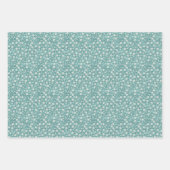 素朴ターコイズ&ベージュヴィンテージスノーフレーククリスマス ラッピングペーパーシート (正面)