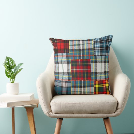 素朴タータンチェックパッチワークのプラカラフルイド クッション (椅子)