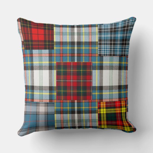 素朴タータンチェックパッチワークのプラカラフルイド クッション (裏面)