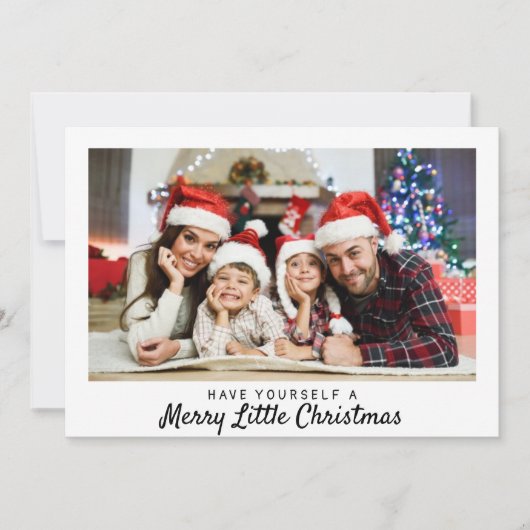 素朴タータンチェック写真メリークリスマスタイポグラフィ シーズンカード (正面)