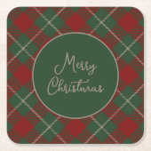 素朴タータンチェック格子模様 スクエアペーパーコースター (正面)