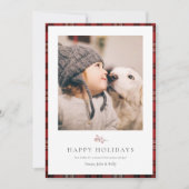 素朴タータンチェック縁どクリスマスホリデーカード シーズンカード (正面)