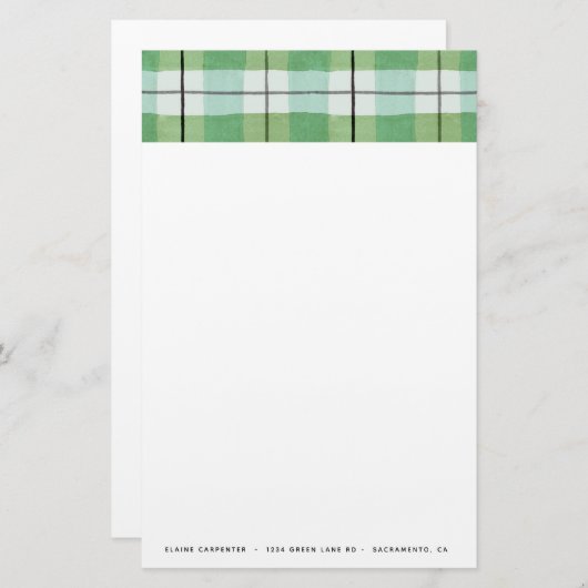 素朴タータンチェック |ひなパーソナライズされた形 便箋 (正面/裏面)