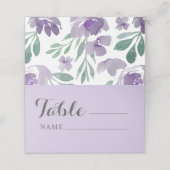 素朴ダスティパープルとフローラ結婚の座席 プレイスカード (外部開封)
