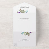 素朴ダスティパープルフローラ結婚ブーケ オールインワン招待状 (外側)