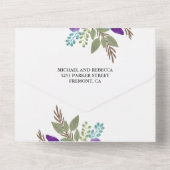 素朴ダスティパープルフローラ結婚ブーケ オールインワン招待状 (裏面)