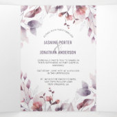 素朴ダスティパープルメイブピンクフローラ結婚ズ 三つ折り招待状 (内部中)