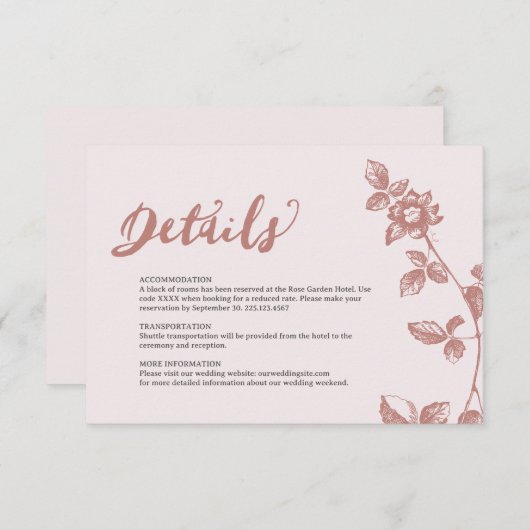 素朴ダスティピお洒落ンクフローラ結婚詳細 エンクロージャーカード (正面/裏面)