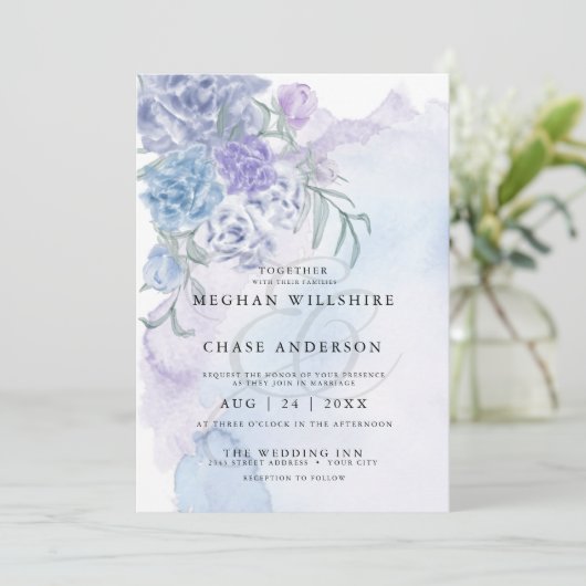 素朴ダスティブルーウォーターフローラ 招待状 (スタンド正面)