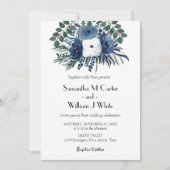 素朴ダスティブルーフローラユーカリ水彩 招待状 (正面)