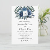 素朴ダスティブルーフローラユーカリ水彩 招待状 (スタンド正面)