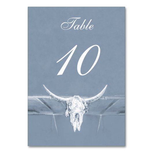素朴ダスティブルーホワイトウェスタンスカル結婚ズ テーブルナンバー (裏面)