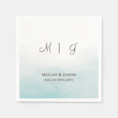 素朴ダスティブルーモノグラムの結婚のカクテル スタンダードカクテルナプキン (正面)