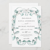 素朴ダスティブルーユーカリ結婚ー 招待状 (正面/裏面)