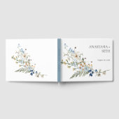 素朴ダスティブルーワイルドフラワー&デイジーズ結婚 ゲストブック (全面)