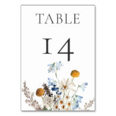 素朴ダスティブルーワイルドフラワー&デイジーズ結婚 テーブルナンバー (正面)