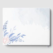 素朴ダスティブルー葉ウォーター金ゴールド結婚ズ ゲストブック (裏面)