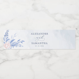 素朴ダスティブルー葉ウォーター金ゴールド結婚ズ ペットボトルラベル