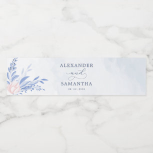 素朴ダスティブルー葉ウォーター金ゴールド結婚ズ ペットボトルラベル