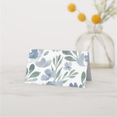 素朴ダスティブルー&フローラ結婚の座席 プレイスカード (裏面)