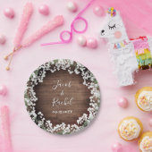 素朴ダークウッドの赤ん坊の息結婚声 ペーパープレート (パーティー)