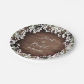 素朴ダークウッドの赤ん坊の息結婚声 ペーパープレート (アングル)