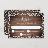 素朴ダークウッドの赤ん坊の息結婚声 出欠カード (正面/裏面)