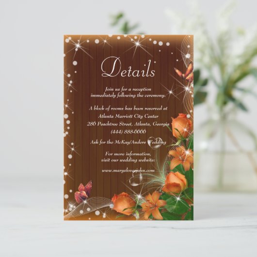 素朴ダークウッドオレンジフローラ結婚ズ詳細 エンクロージャーカード (スタンド正面)