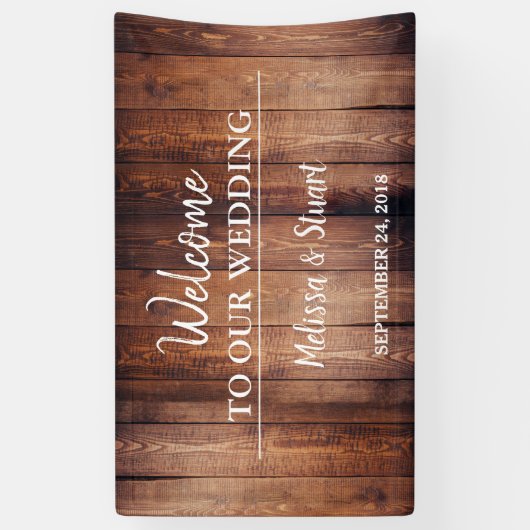 素朴ダークバ結婚ンウッドウェルカム 横断幕 (縦)