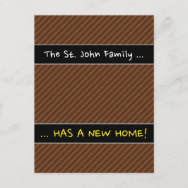 素朴ダークブラウンとライトブラウンのストライプ 案内ポストカード