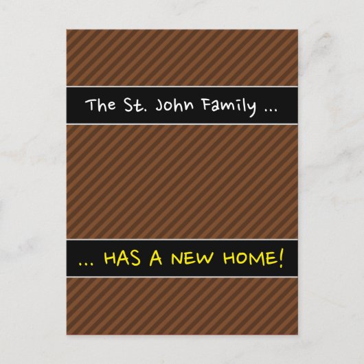 素朴ダークブラウンとライトブラウンのストライプ 案内ポストカード (正面)