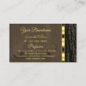 素朴ダークブラウン樹皮金ゴールド縁どイニシャル 名刺 (裏面)