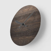 素朴ダークブラウンWOOD LOOKテクスチャ ラウンド壁時計 (傾斜)