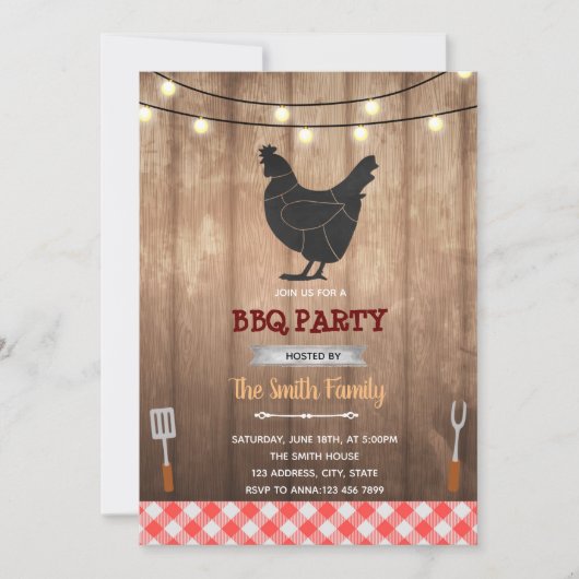 素朴チキンbbqテーマ 招待状 (正面)