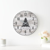 素朴チッププランクスカスタムファミリー名クリスマス ラージ壁時計 (ホーム)