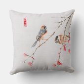 素朴チノイスリー水彩鳥花絵画の クッション (裏面)