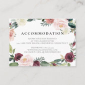 素朴チャームブルゴーニュ赤面ピンクフローラズ結婚ス エンクロージャーカード (正面)