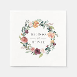 素朴チャームブルゴーニュ赤面ピンクフローラズ結婚ス スタンダードカクテルナプキン